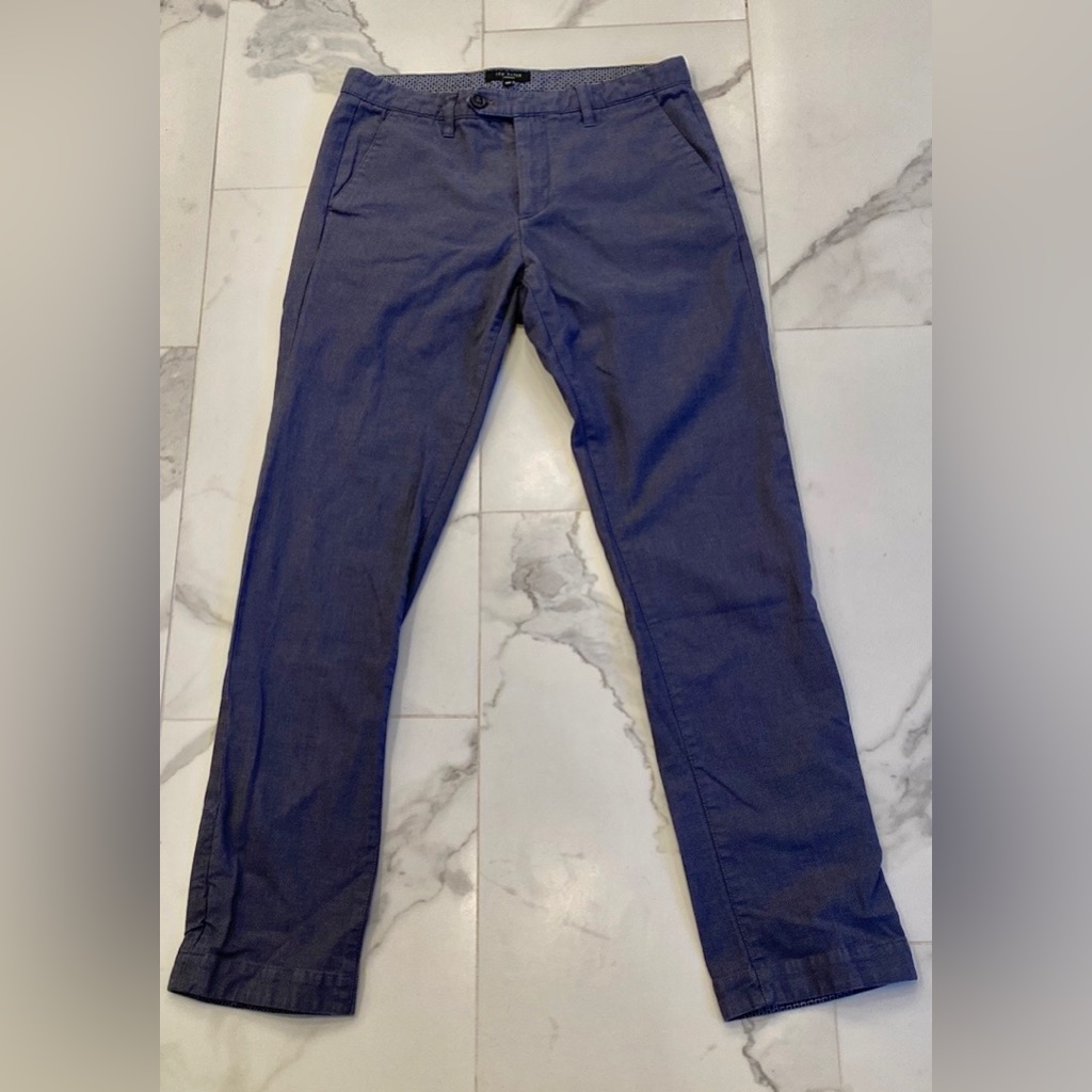 Ted Baker - London - Trousers, Navy Blue Woven W/ Gray Micro Pattern - 30r Euc